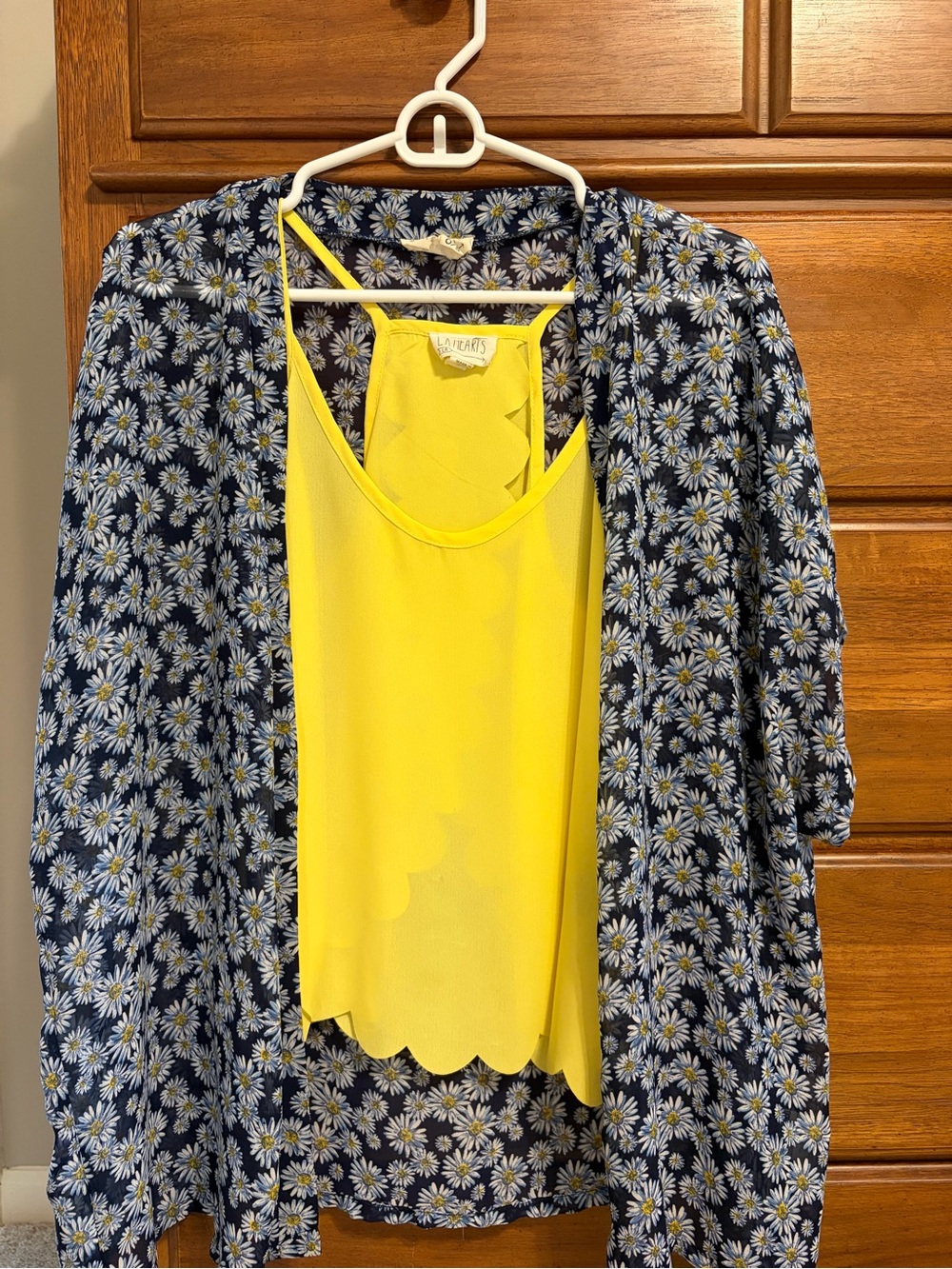Scallop Tank Top and Floral Kimono Set